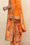 Gulabo Jaipur_Orange Chiffon Mehreen Floral Print Kurta Set_at_Aza_Fashions