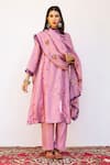 Buy_Gulabo Jaipur_Purple Kurta And Pant Raw Silk Embroidered Floral Notched Amaira Set_at_Aza_Fashions