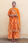 Buy_Gulabo Jaipur_Orange Chiffon Mehreen Floral Print Kurta Set_Online_at_Aza_Fashions