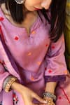 Gulabo Jaipur_Purple Kurta And Pant Raw Silk Embroidered Floral Notched Amaira Set_at_Aza_Fashions