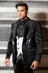 Buy_YAJY by Aditya Jain_Black Italian Suiting Embroidered Sequin Tuxedo Set _Online_at_Aza_Fashions