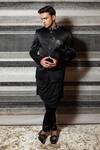 Buy Yajy By Aditya Jain Black Silk, Italian Suiting, Stretch Cotton Bandhgala And Cowl Kurta Set Online at Aza Fashions Buy_Yajy By Aditya Jain_Black Silk, Italian Suiting, Stretch Cotton Bandhgala And Cowl Kurta Set _Online_at_Aza_Fashions