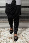Yajy By Aditya Jain_Black Silk, Stretch Cotton, Suede Overlap Bundi And Kurta Set _at_Aza_Fashions