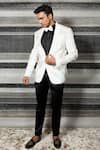 Buy_YAJY by Aditya Jain_Black Italian Suiting Embroidered Tuxedo Set_at_Aza_Fashions