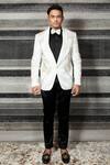 YAJY by Aditya Jain_Black Italian Suiting Embroidered Tuxedo Set_Online_at_Aza_Fashions