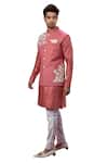 Yajy By Aditya Jain_Pink Italian Suiting Embroidered Bundi _Online_at_Aza_Fashions