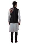 Shop_Yajy By Aditya Jain_Black Italien Suiting Embroidered Bundi _at_Aza_Fashions