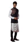 Yajy By Aditya Jain_Black Italien Suiting Embroidered Bundi _Online_at_Aza_Fashions