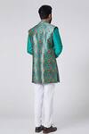 Shop_Yajy By Aditya Jain_Blue Silk, Italian Suiting Embroidered Bundi And Kurta Set _at_Aza_Fashions