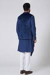 Shop Yajy By Aditya Jain Blue Silk, Suede Bundi And Kurta Set at Aza Fashions Shop_Yajy By Aditya Jain_Blue Silk, Suede Bundi And Kurta Set _at_Aza_Fashions