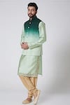 Buy Yajy By Aditya Jain Green Silk Ombre Bundi And Kurta Set at Aza Fashions Buy_Yajy By Aditya Jain_Green Silk Ombre Bundi And Kurta Set _at_Aza_Fashions