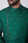 Yajy By Aditya Jain_Green Silk, Italian Suiting Embroidered Bundi And Kurta Set _Online_at_Aza_Fashions