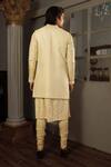Shop_Yajy By Aditya Jain_Green Kurta And Bandi Silk, Pants Stretch Cotton Floral, Yuga Bundi & Set _at_Aza_Fashions