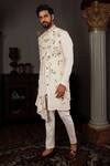 Shop_YAJY by Aditya Jain_Off White Alya Embroidered Bundi Kurta Set_Online_at_Aza_Fashions