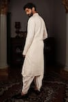 Shop_Yajy By Aditya Jain_Off White Churidar Stretch Cotton, Kurta Silk Mirror Salya Embroidered Set _at_Aza_Fashions