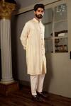 Buy Yajy By Aditya Jain Off White Kurta Silk And Pants Stretch Cotton Thread Dhaya Set at Aza Fashions Buy_Yajy By Aditya Jain_Off White Kurta Silk And Pants Stretch Cotton Thread Dhaya Set _at_Aza_Fashions