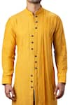 Shop_YAJY by Aditya Jain_Yellow Silk Embroidered Kurta And Dhoti Pant Set _Online_at_Aza_Fashions