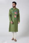 Buy Yajy By Aditya Jain Green Silk Hand Painted Kurta at Aza Fashions Buy_Yajy By Aditya Jain_Green Silk Hand Painted Kurta _at_Aza_Fashions