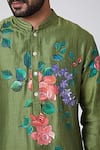 Yajy By Aditya Jain Green Silk Hand Painted Kurta Online at Aza Fashions Yajy By Aditya Jain_Green Silk Hand Painted Kurta _Online_at_Aza_Fashions