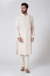 Buy_Yajy By Aditya Jain_Pink Silk Embroidered Kurta _at_Aza_Fashions