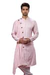 Buy_YAJY by Aditya Jain_Pink Silk Draped Kurta Set_at_Aza_Fashions