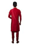 Shop_YAJY by Aditya Jain_Red Silk Draped Kurta Set _at_Aza_Fashions