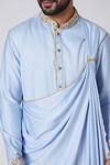 Yajy By Aditya Jain Blue Silk Draped Kurta Online at Aza Fashions Yajy By Aditya Jain_Blue Silk Draped Kurta _Online_at_Aza_Fashions