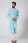 Buy Yajy By Aditya Jain Blue Silk Kurta at Aza Fashions Buy_Yajy By Aditya Jain_Blue Silk Kurta _at_Aza_Fashions
