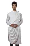 Buy_YAJY by Aditya Jain_White Silk Draped Kurta Set _at_Aza_Fashions