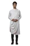 Buy_YAJY by Aditya Jain_White Silk Draped Kurta Set _Online_at_Aza_Fashions