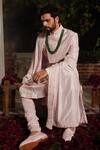 Buy_YAJY by Aditya Jain_Purple Sherwani Raw Silk Embroidery Thread And Sequin Bharata Set _Online_at_Aza_Fashions