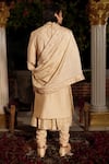 Shop_Yajy By Aditya Jain_Ivory Churidar Stretch Cotton, Kurta And Dupatta Silk, Hanu Embroidered Set _at_Aza_Fashions