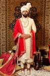 Buy_YAJY by Aditya Jain_White Raw Silk Embroidered Floral Sherwani Set _at_Aza_Fashions