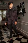 Buy_Yajy By Aditya Jain_Black Shirt Shinning Fabric, Trousers Italian Suiting, Tuxedo Artha Set _at_Aza_Fashions