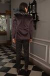 Shop_Yajy By Aditya Jain_Black Shirt Shinning Fabric, Trousers Italian Suiting, Tuxedo Artha Set _at_Aza_Fashions