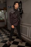 Buy_Yajy By Aditya Jain_Black Shirt Shinning Fabric, Trousers Italian Suiting, Tuxedo Artha Set _Online_at_Aza_Fashions