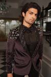 Yajy By Aditya Jain_Black Shirt Shinning Fabric, Trousers Italian Suiting, Tuxedo Artha Set _at_Aza_Fashions