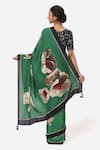 Shop_Yam India_Green Silk Habutai Printed Saree  _at_Aza_Fashions