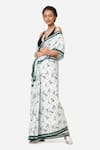 Buy_Yam India_White Mulmul Floral Print Saree  _at_Aza_Fashions