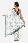 Shop_Yam India_White Mulmul Floral Print Saree  _at_Aza_Fashions