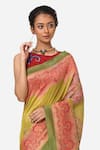 Buy_Yam India_Green Silk Chanderi Printed Saree  _Online_at_Aza_Fashions