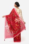 Shop_Yam India_Pink Silk Chanderi Printed Saree  _at_Aza_Fashions