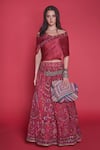 Buy_Jade by Monica and Karishma_Pink Organza V Neck Top And Lehenga Set _at_Aza_Fashions