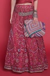 Buy_Jade by Monica and Karishma_Pink Organza V Neck Top And Lehenga Set _Online_at_Aza_Fashions