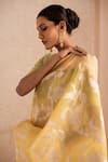 Priyanka Raajiv_Yellow Silk Organza Banarasi Woven Thread Saree _Online_at_Aza_Fashions