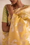 Shop_Priyanka Raajiv_Yellow Silk Organza Banarasi Woven Thread Saree _Online_at_Aza_Fashions
