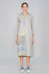 Buy Yavi Grey Cotton Jamdani Shirt Collar Dress Online at Aza Fashions Buy_Yavi_Grey Cotton Jamdani Shirt Collar Dress _Online_at_Aza_Fashions