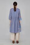 Shop Yavi Blue Cotton Jamdani Round Tunic at Aza Fashions Shop_Yavi_Blue Cotton Jamdani Round Tunic _at_Aza_Fashions