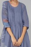 Yavi Blue Cotton Jamdani Round Tunic at Aza Fashions Yavi_Blue Cotton Jamdani Round Tunic _at_Aza_Fashions