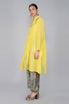 Shop Yavi Yellow Cotton Jamdani Mandarin Collar Tunic at Aza Fashions Shop_Yavi_Yellow Cotton Jamdani Mandarin Collar Tunic _at_Aza_Fashions